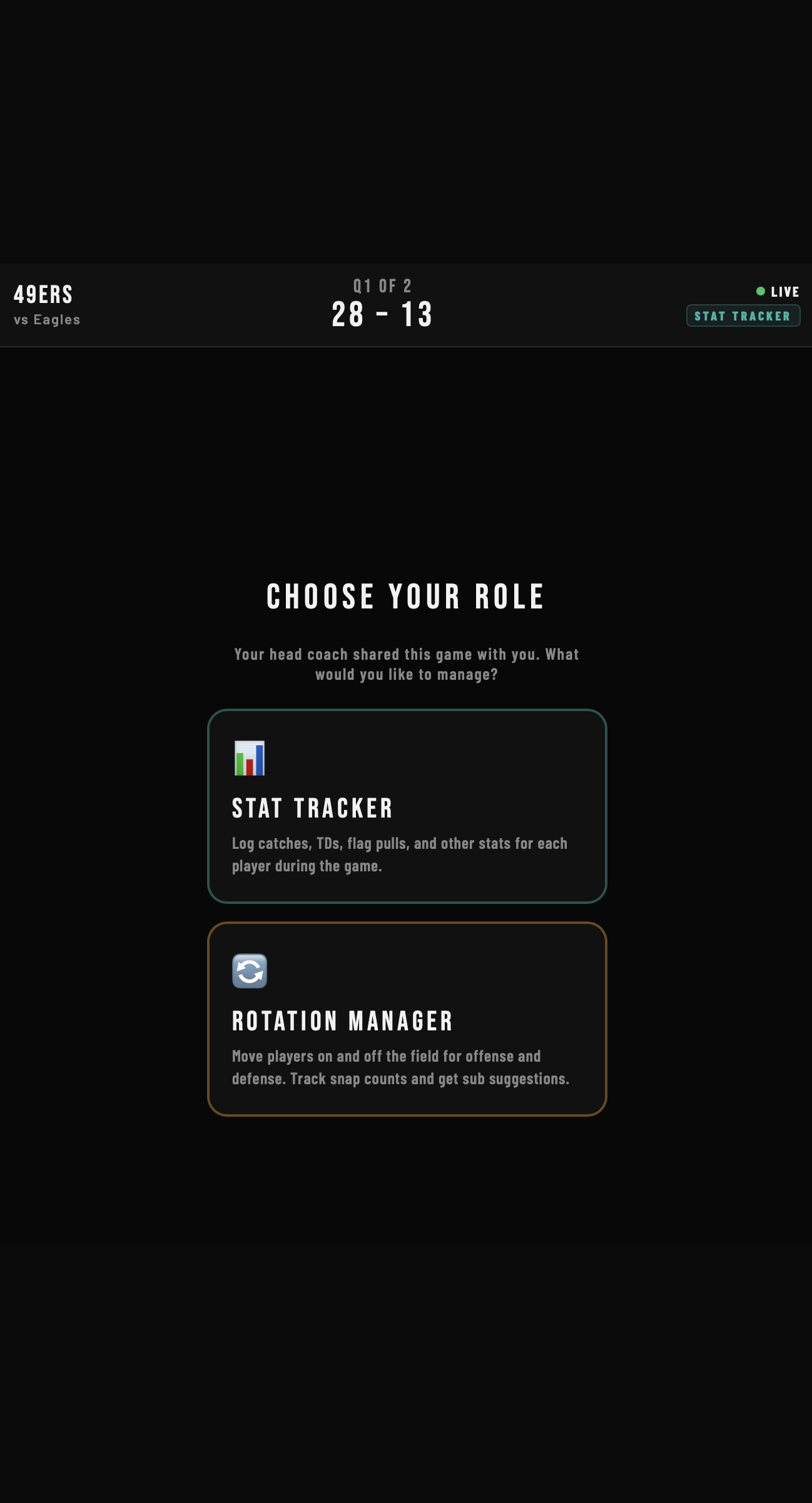 Stat coach role selection